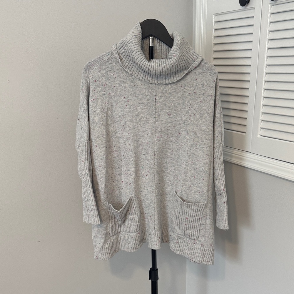 LOFT Light Gray Cowl Neck Sweater
